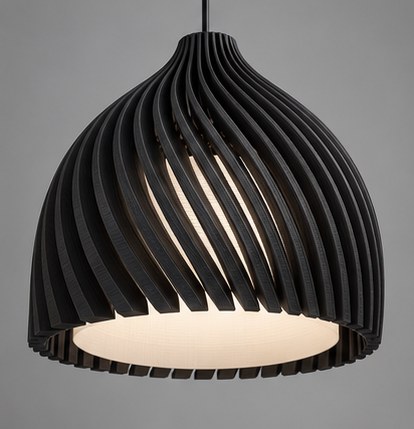Bespoke black ribbed lampshade concept for a custom lighting project